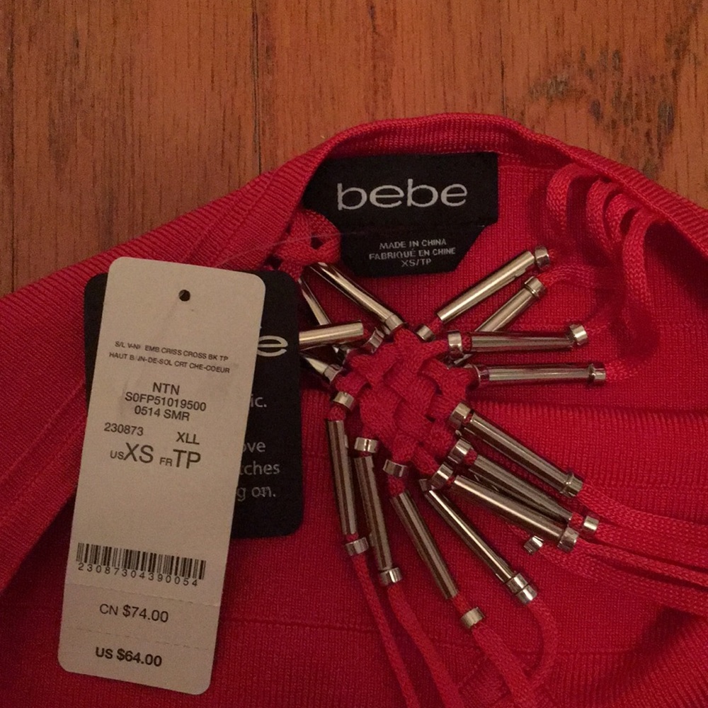 bebe Red Ribbed Tank Top - Picture 8 of 8